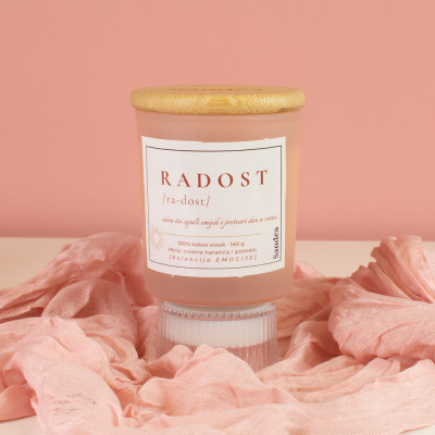 Svijeća RADOST – Crvena naranča & Pomelo Sandéa - 1 - Svijeća RADOST donosi eksploziju citrusa – crvena naranča, pomelo i manda