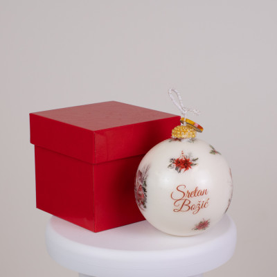 Božićna kugla svijeća – Sretan Božić Sandéa - 2 - Elegantna božićna svijeća u obliku kugle izrađena je od prirodnog voska od ul