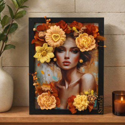 Golden Muse Frame – dekorativni okvir s cvjetovima od voska Sandéa - 2 - SANDEA Golden Muse Frame jedinstveni je dekorativni ok