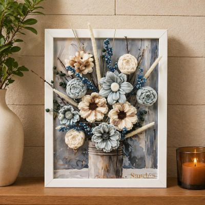 Nordic Bloom Frame – dekorativni okvir s cvjetovima od voska Sandéa - 2 - SANDEA Nordic Bloom Frame dekorativni je okvir koji s